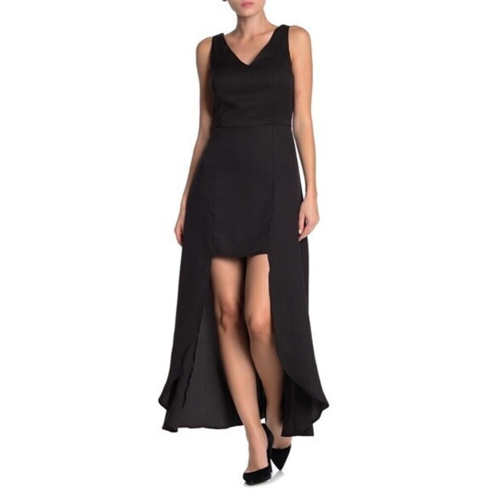 One One Six Sleeveless High/Low Crepe Dress In Black Size M